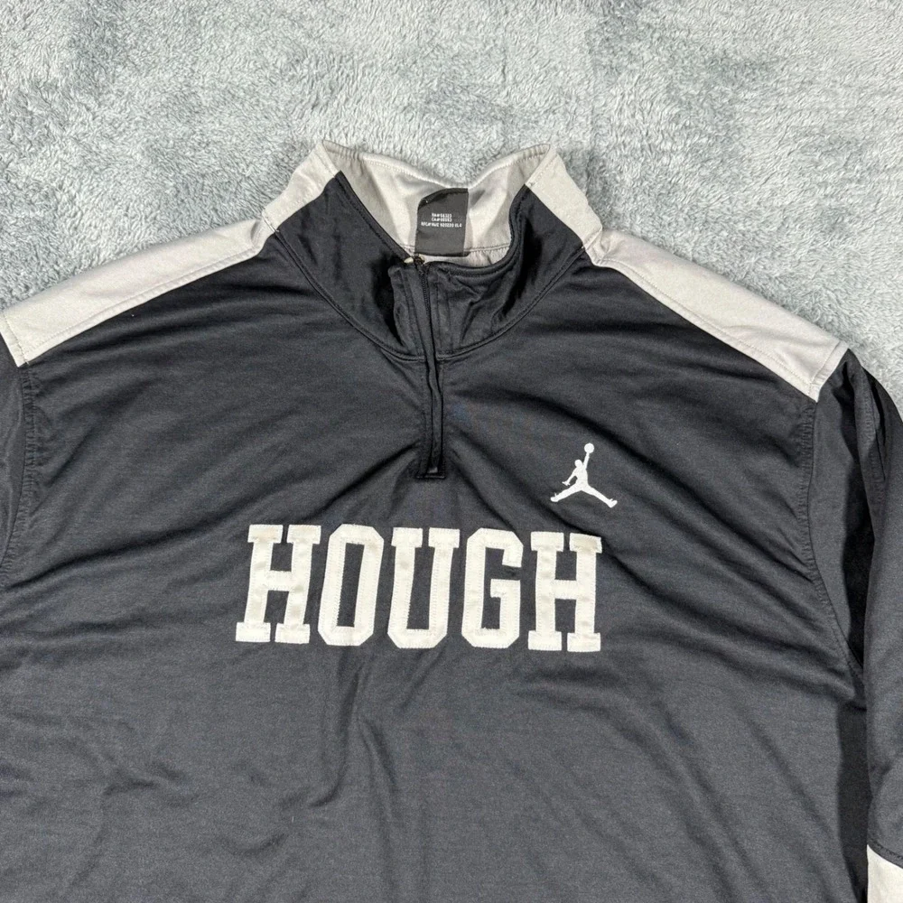 Vintage Jordan HOUGH 2XL Mens Quarter Zip Pullover Shirt Black Gray Athletic‎